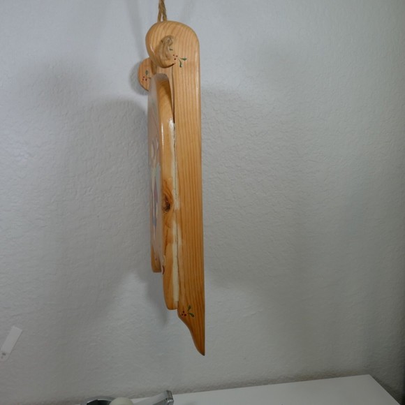 Santa Hand Painted Wooden Sled 18" Season Greetings Signed 1995 Mexico Vintage - Picture 12 of 15